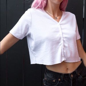 Brandy Melville White Cropped Bottom Down